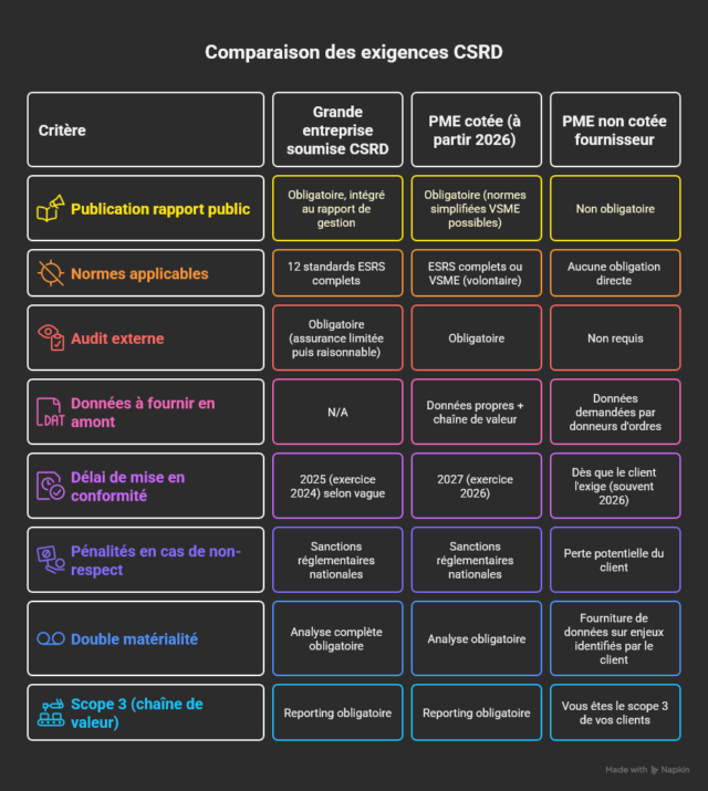 comparaison exigences csrd
